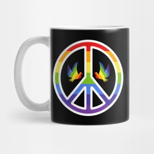 Rainbow Peace Symbol with Rainbow Doves Mug